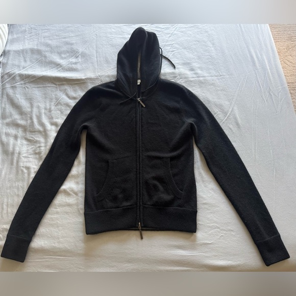 Vince Black Full-Zip Cashmere Sweater - Picture 1 of 6